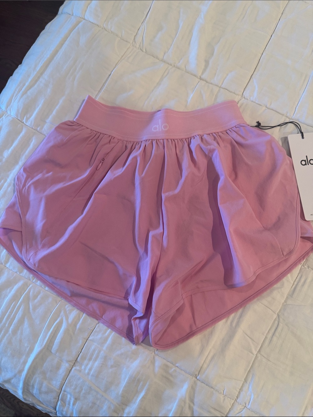ALO Yoga Candy Heart Pink Athletic Shorts with Built-In Liner